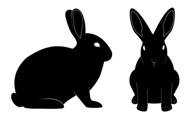 Hasen Icons Schwarz - Ostern, Hasen, Kaninchen, vorne, seite