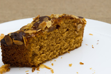 Last piece of cake on plate