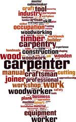 Obraz premium Carpenter word cloud concept. Vector illustration