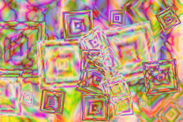 Abstract tie dye blurred background geometrc crystal and hawaiian design