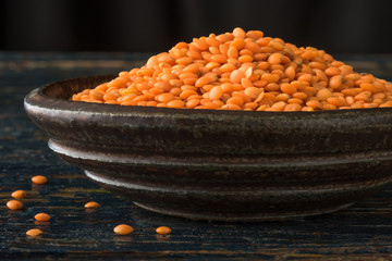 Orange Lentils in a Bowl