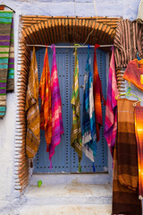 Africa, Morocco, Chefchaouen or Chaouen  is the chief town of the province of the same name. Display of colorful scarves.