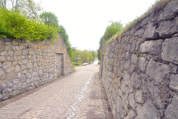 The walls and the entrance to the fortress.