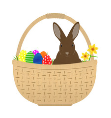 Ostern Korb Farbe - Ostereier, Korb, Osterhase, Osterglocken