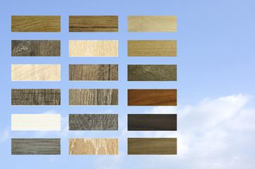 Laminate Wood Concept - Interior design. Architectural materials,- Laminate, Vinyl, Wood floor Concept. wood texture floor Samples of laminate and vinyl floor tile on b