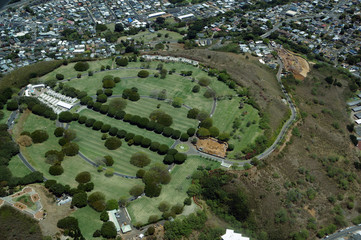 Aerial view of Punchbowl Cemetery or the National Memorial Cemet