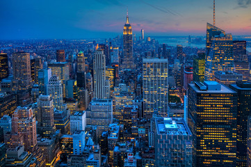The Manhattan Skyline after dark