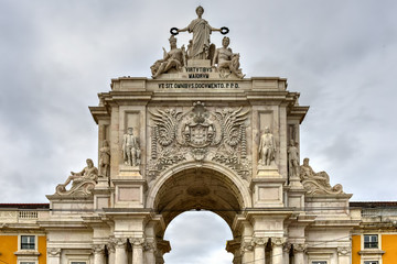 Fototapeta na wymiar Triumphal Arch along Augusta Street - Lisbon