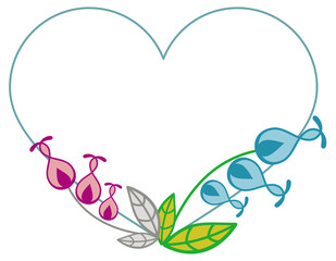 Heart-shaped frame with decorative flowers. 