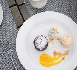 Chocolate Fondant Served with Ice Cream