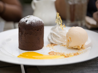 Chocolate Fondant Served with Ice Cream