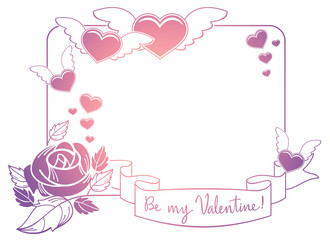 Valentine label with roses and hearts.