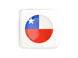 Square button with round flag of chile