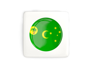 Fototapeta na wymiar Square button with round flag of cocos islands