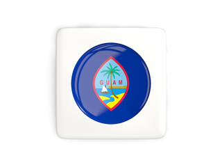 Square button with round flag of guam