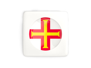 Square button with round flag of guernsey