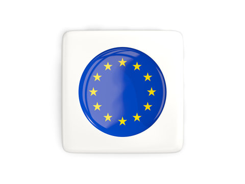 Square button with round flag of european union