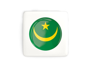 Square button with round flag of mauritania