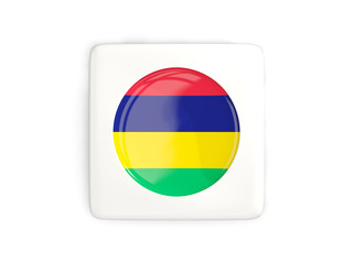Square button with round flag of mauritius