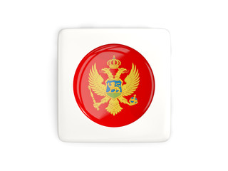 Square button with round flag of montenegro