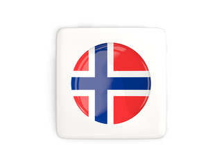 Obraz premium Square button with round flag of norway