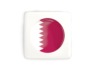 Square button with round flag of qatar