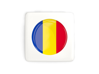 Fototapeta premium Square button with round flag of romania