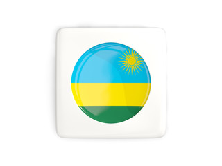 Square button with round flag of rwanda
