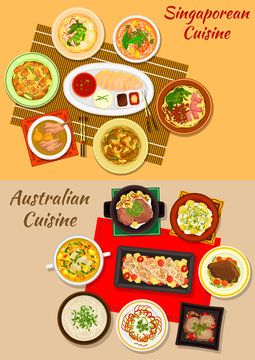 Singaporean and australian cuisine dishes icon