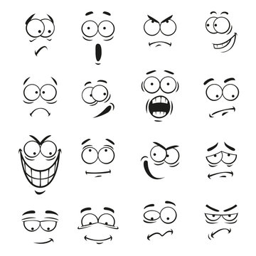 Human cartoon emoticon faces with expressions