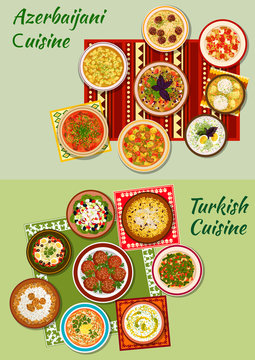 Turkish and azerbaijani cuisine dinner dishes icon