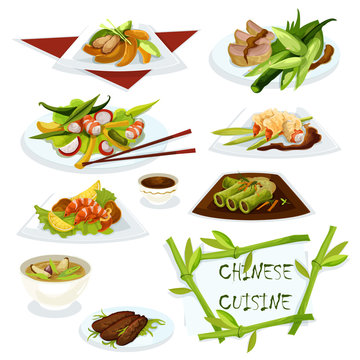 Chinese cuisine dishes for restaurant menu design
