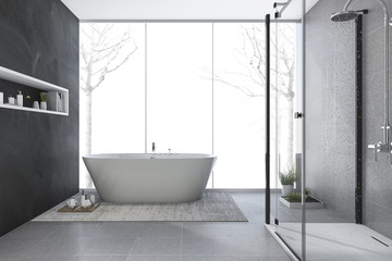 Naklejka na ściany i meble 3d rendering modern design bathroom in winter