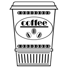 Coffee black and white cup vector illustration. Paper cup icon isolated on white background.