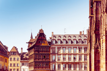 Fototapeta premium Beautiful view of ancient buildings at Strasbourg, Alsace, Franc