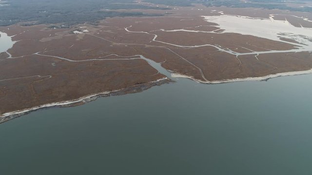 Aerial View Delaware Bay New Jersey at Moore's Beach Road