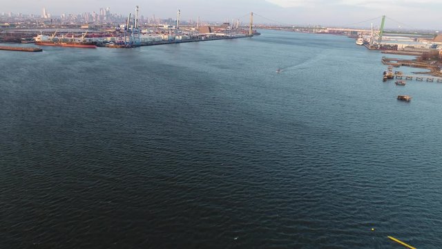 Aerial View of Pleasure Boat on Delaware River Philadelphia