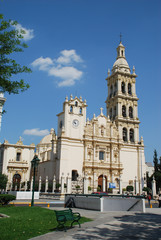 Fototapeta na wymiar Monterrey, Nuevo Leon, Mexico Cathedral baroque design, begun in 1635. and completed in 1800. still stands downtown in the 400 year old Monterrey, capital of the State of Nuevo Leon of Mexico.