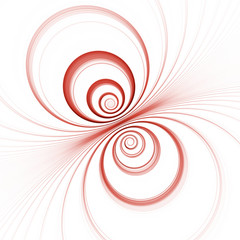 Double red spiral on white square