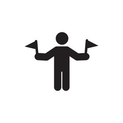 man with flags icon illustration