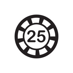 25 casino chip icon illustration