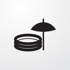inflatable pool and umbrella icon illustration
