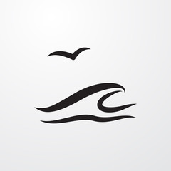 sea and gull icon illustration