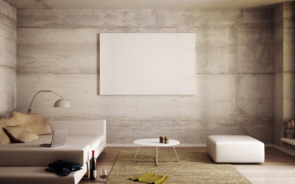 3d illustration of mock up interior 