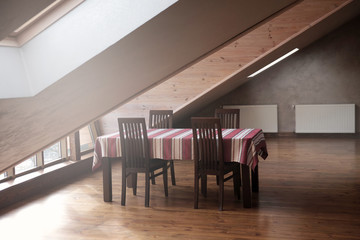 Empty restaurant dinning hall