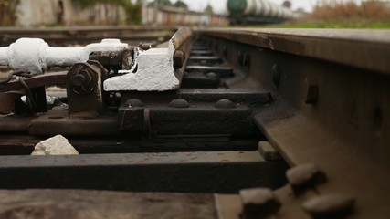 Fototapeta na wymiar railroad rails bottom old view of the movement