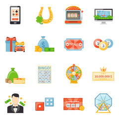 Lottery And Jackpot Decorative Icons   