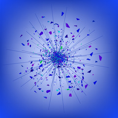 Explode Flash, Cartoon Explosion, Blue Star Burst Isolated on Blue Background