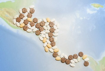 Pills in a shape of a central America