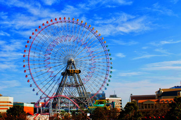 Ferris wheel at amusement park in Yokohama